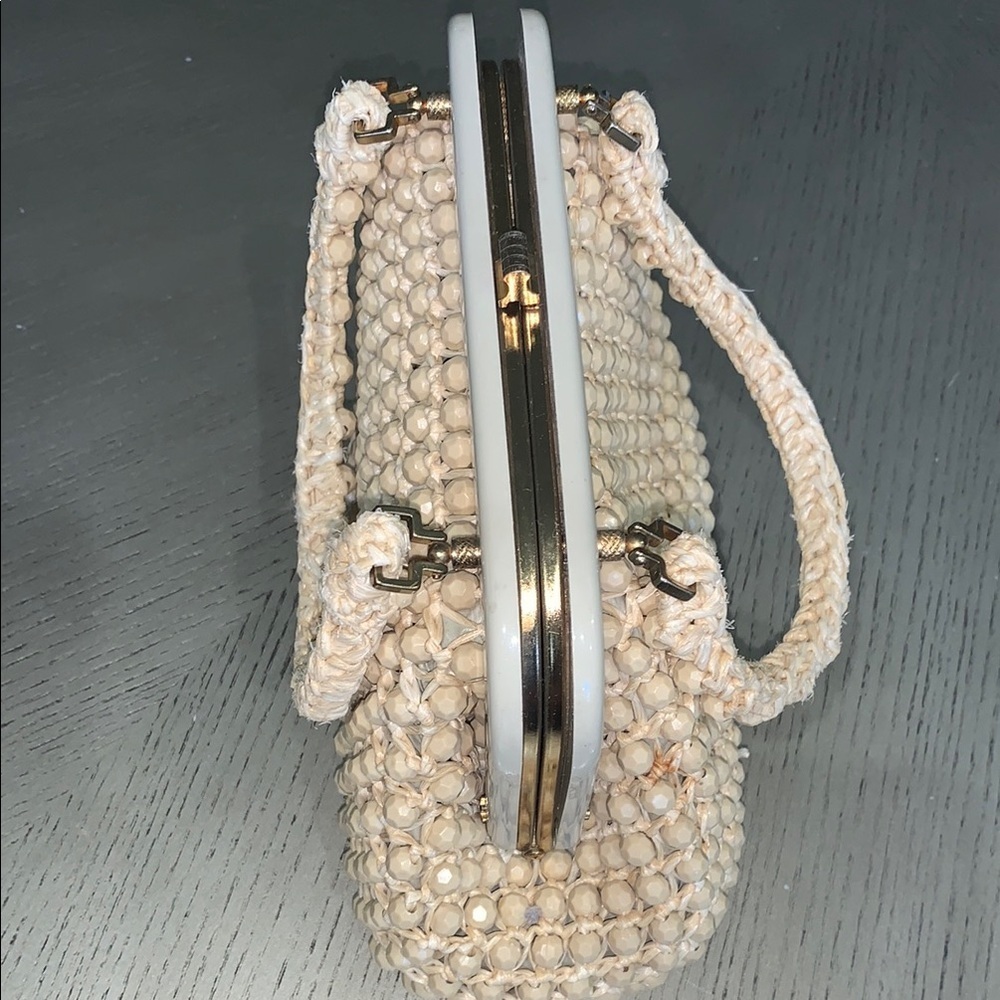 Vintage LEFCORT Elegant Cream Beaded Handbag - Picture 6 of 16